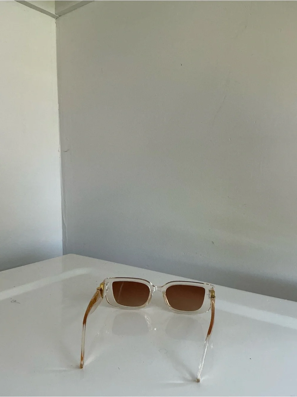 Clear Frame Sunglasses with Brown Gradient Lenses for Women